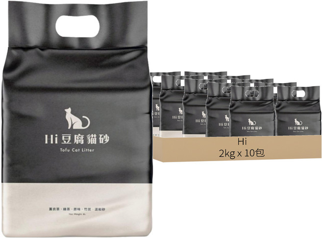Hi Cat Litter 豆腐貓砂, 2kg, 10袋, 原味