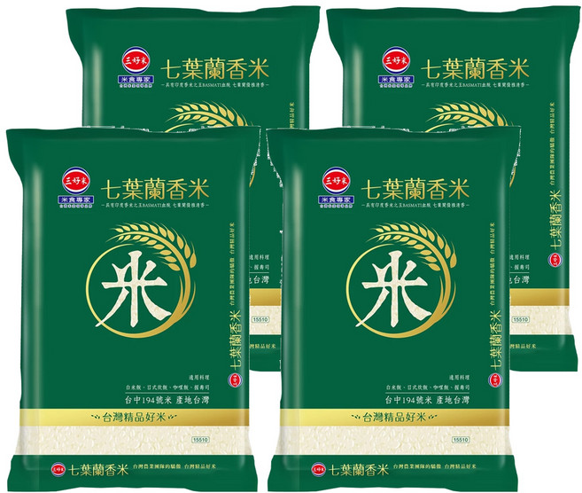 三好米 履歷七葉蘭香米 一等米, 1.5kg, 4包