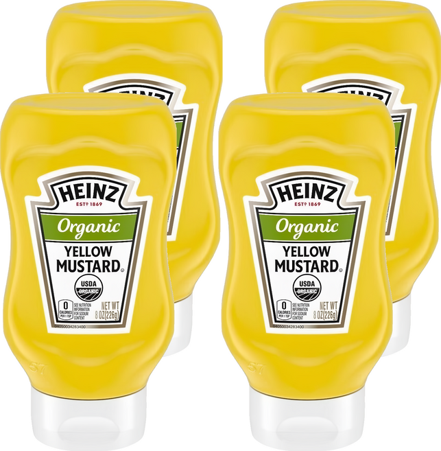 HEINZ 亨氏 有機黃芥末醬, 226g, 4瓶