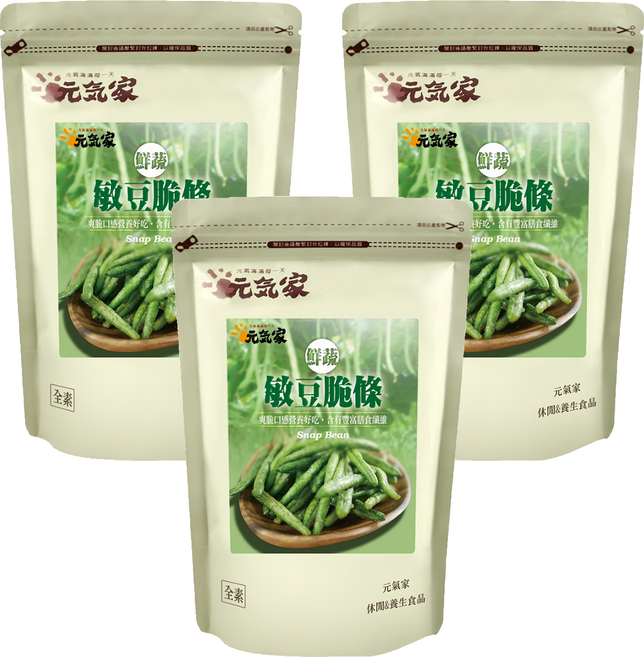 元氣家 敏豆脆條, 100g, 3包