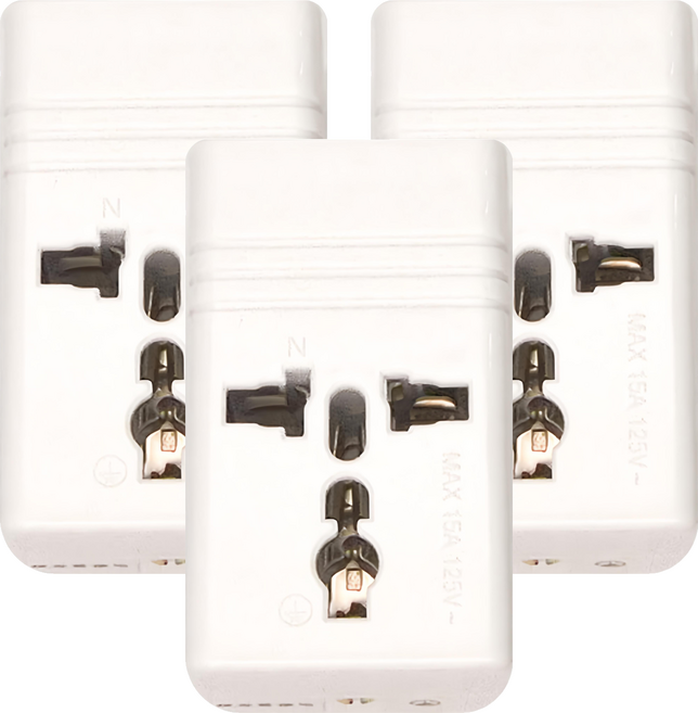 Dr.AV 聖岡科技 2P台灣專用 萬國轉換節能插頭 1孔 TNT-896S 13.4 x 8 x 6cm, 13.4cm, 白色, 3個