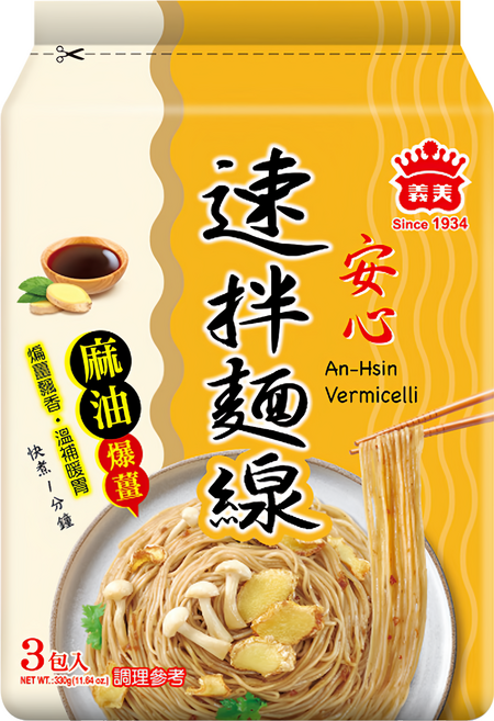 義美 速拌麵線 麻油爆薑 110g, 3包