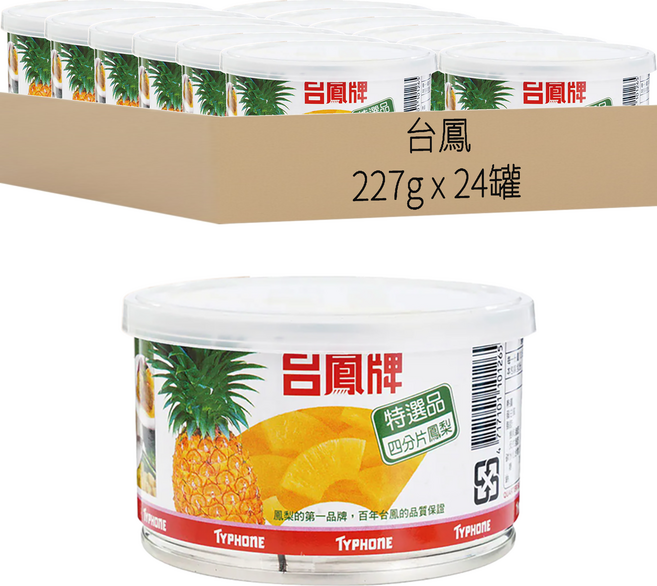 台鳳牌 四分片鳳梨, 227g, 24罐