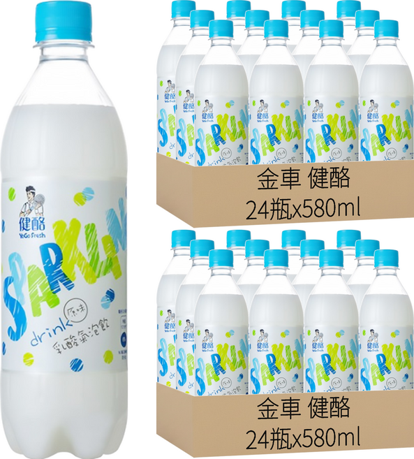 金車 健酪 乳酸氣泡飲 原味, 580ml, 48瓶