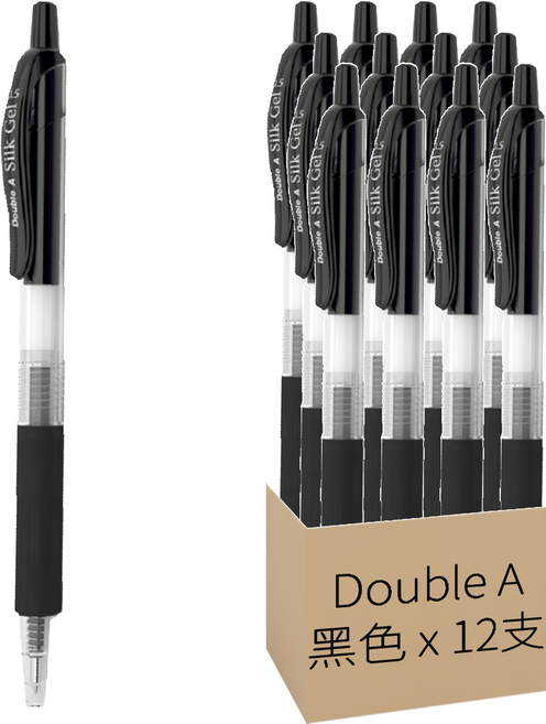 Double A 中性筆 0.5mm, 黑色, 12支