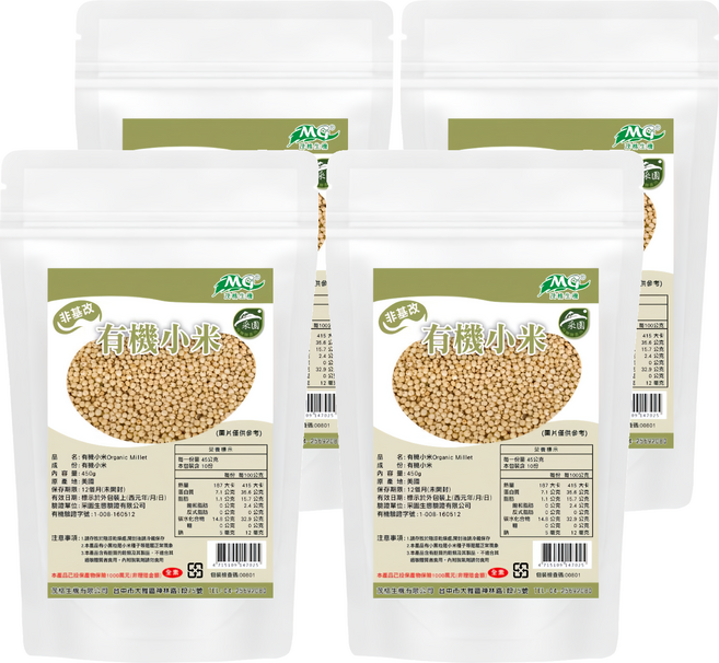 茂格生機 有機小米, 450g, 4包