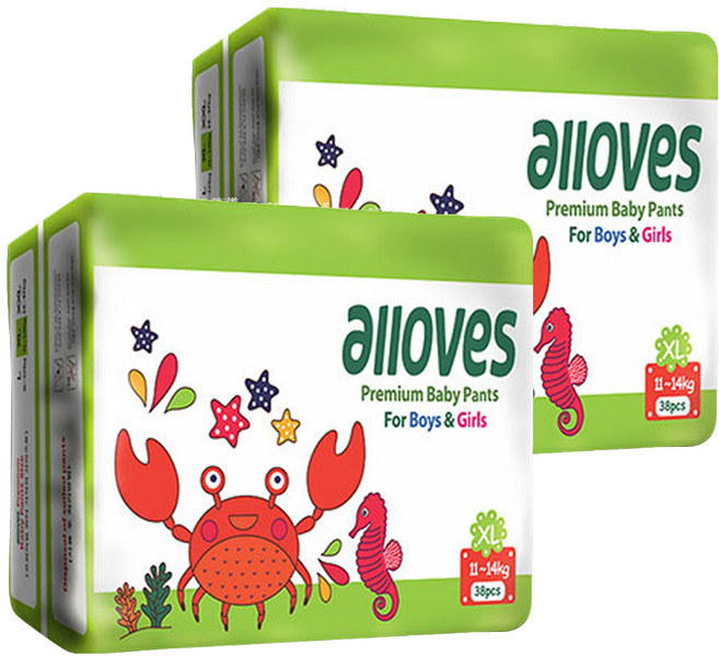 alloves 佰分愛 優質褲型尿布, XL, 76片