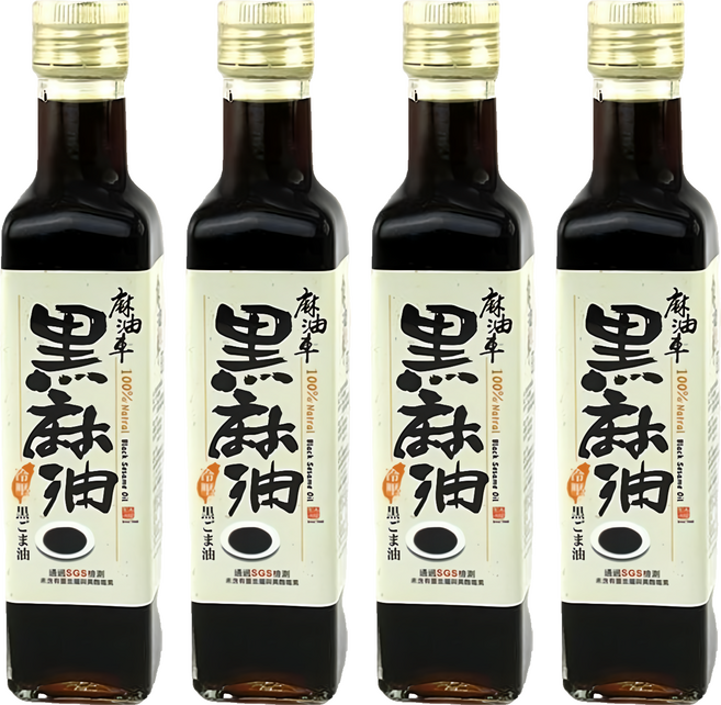 麻油車 頂級冷壓黑麻油, 255ml, 4瓶