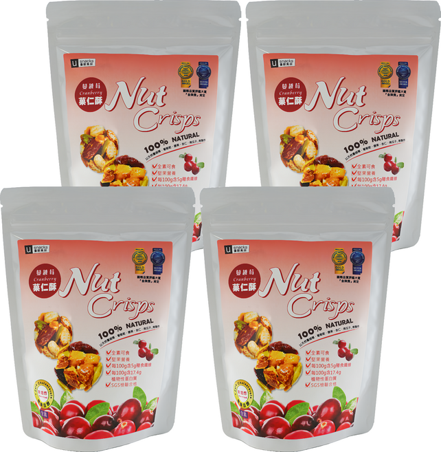 優穀美身 蔓越莓菓仁酥, 60g, 4包