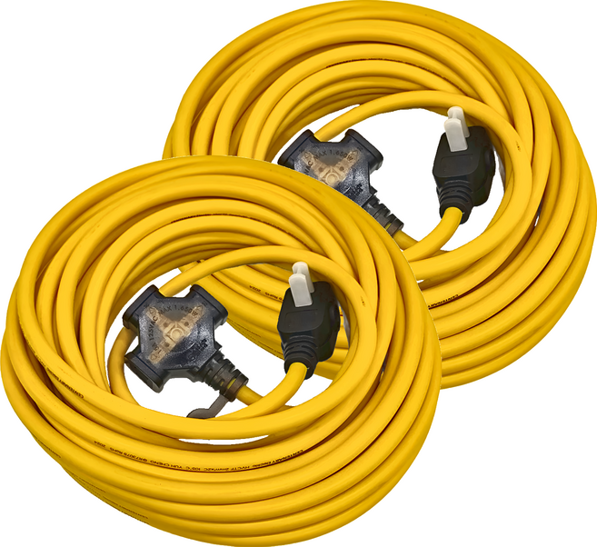 PowerWork 動力工廠 1對3座耐熱動力軟線, 12m, 黃色, 2條