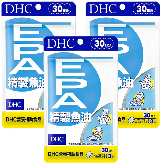 DHC 台灣公司貨 精製魚油EPA 30日份, 90顆, 433mg, 3包