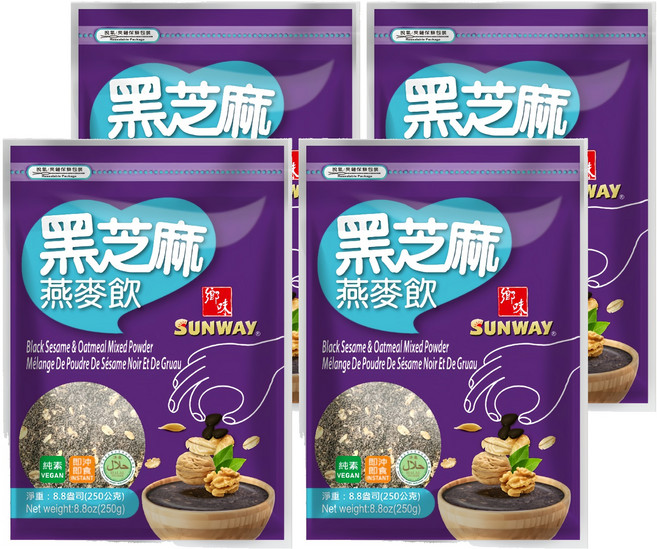 SUNWAY 鄉味 黑芝麻燕麥飲, 250g, 4個