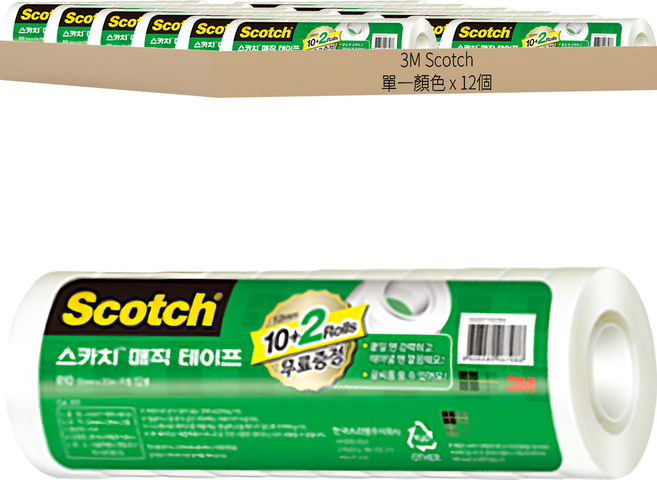 3M Scotch 魔術膠帶筆芯 20m x 12mm, 12個, 透白色