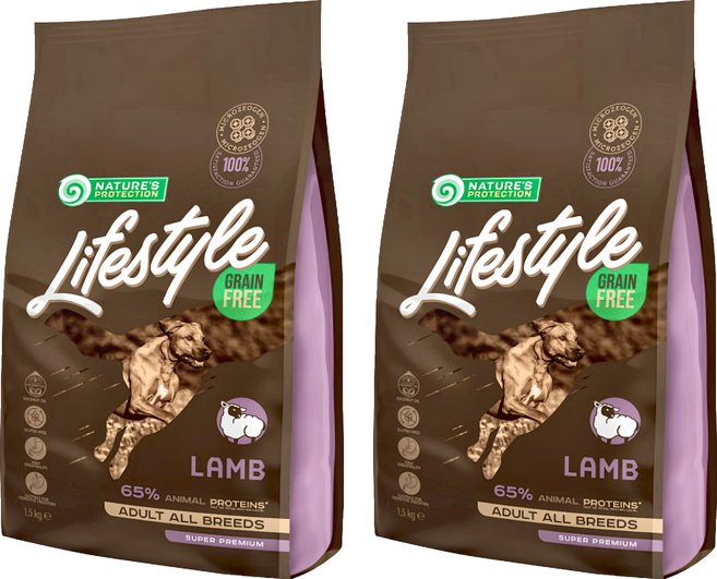 NATURE'S PROTECTION 自然本色 LifeStyle 成犬無穀乾糧 適合所有品種成犬, 羊肉, 1500g, 2袋