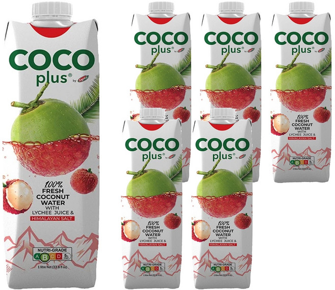 Sagiko Cocoplus 椰子水 鹹荔枝味, 1L, 6瓶