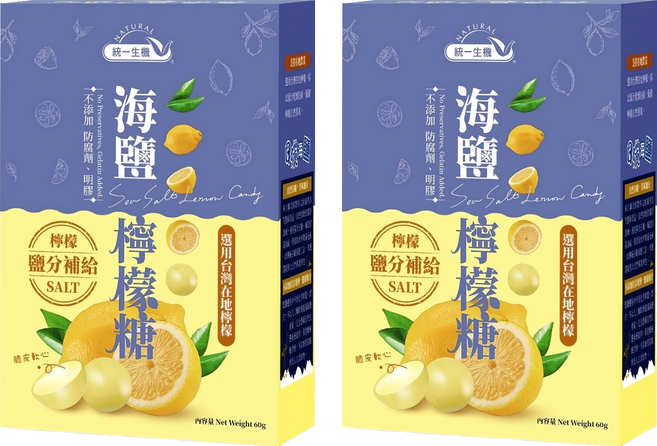 統一生機 海鹽檸檬糖, 60g, 2個