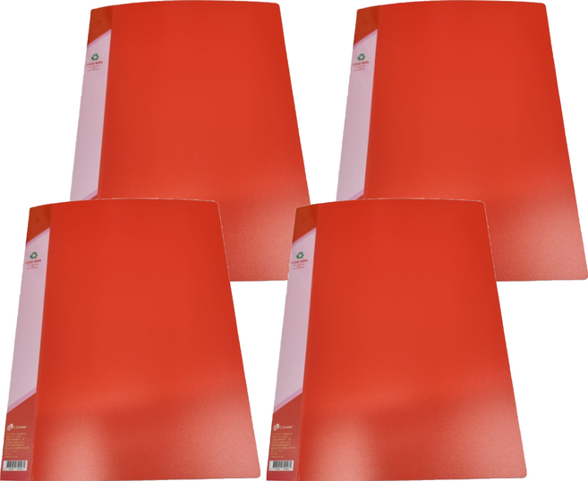 SUANDER 雙德文具 PP主色板資料簿 SD40A-4 40張, 紅色, 4本