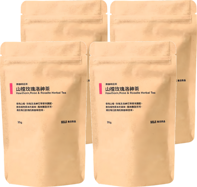 MUJI 無印良品 無咖啡因茶 山楂玫瑰洛神茶, 5g, 7包, 4袋
