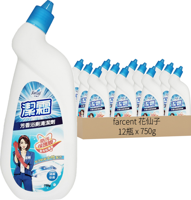 Farcent 花仙子 潔霜芳香浴廁清潔劑 清新皂香, 750g, 12瓶