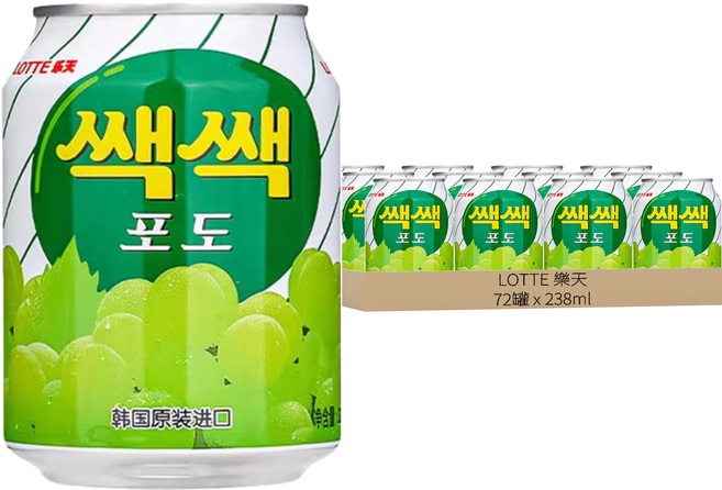 LOTTE 樂天 粒粒葡萄汁禮盒, 72罐