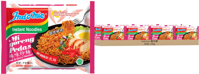 Indomie 營多麵 Mi goreng Pedas 辣味拌炒麵 80g, 40包