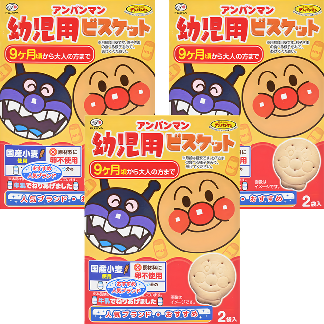 FUJIYA 不二家 麵包超人牛乳餅 9個月以上 2包, 牛奶, 84g, 3盒