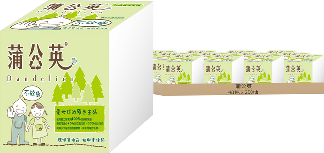 蒲公英 環保單抽衛生紙, 1入, 48包