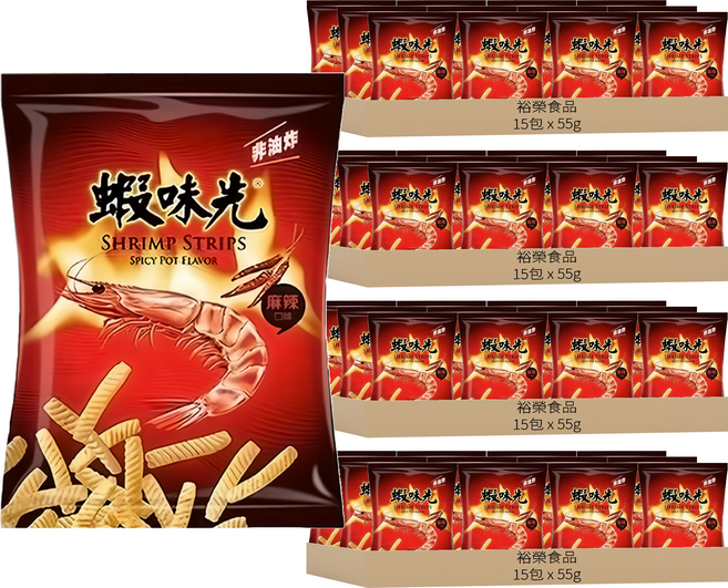 裕榮食品 蝦味先 麻辣口味, 55g, 60包