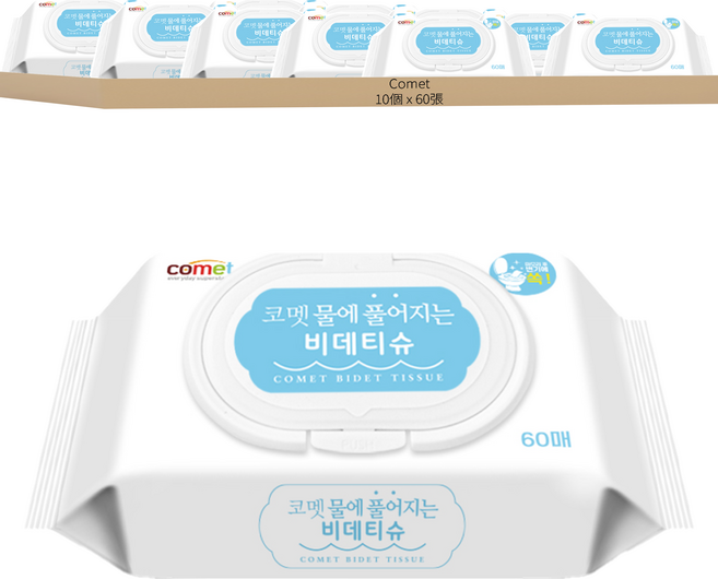 comet 可溶水廁所用濕紙巾, 1入, 10包