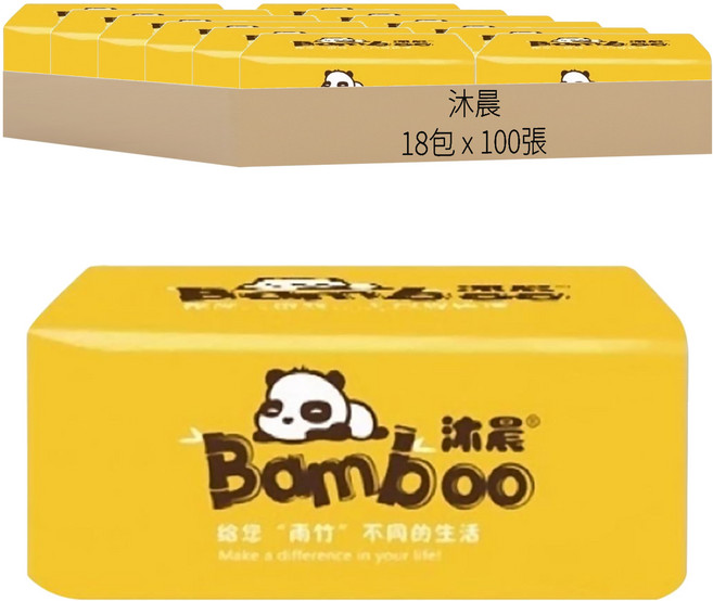 沐晨 木漿衛生紙, 100張, 18包