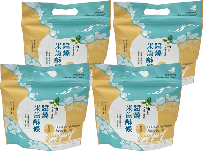 池上鄉農會 醬燒米魚酥條 鹹蛋黃口味, 4包, 80g