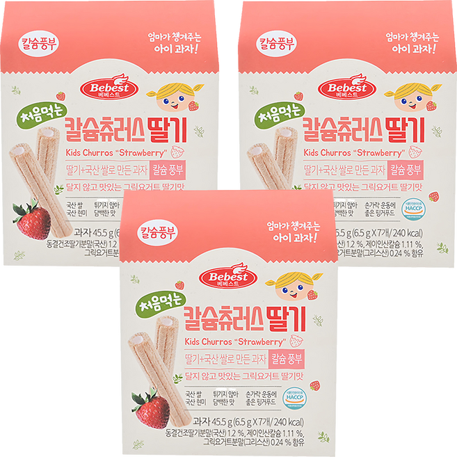 Bebest 幼兒吉拿棒 7個, 草莓口味, 45.5g, 3盒