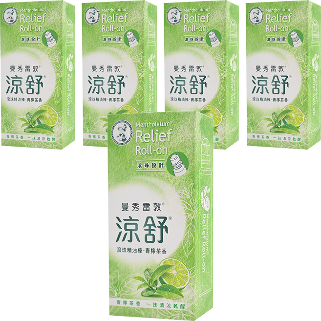 MENTHOLATUM 曼秀雷敦 涼舒 滾珠精油棒 清檸茶香, 5盒