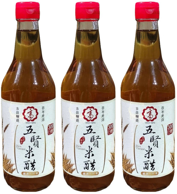 高記 五賢米醋, 520ml, 3個