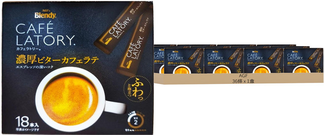 AGF BL18本拿鐵咖啡 黑色, 36條, 9g, 1盒