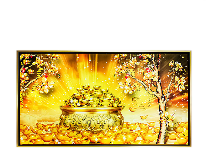 財神小舖 開運風水畫 帶畫框, 金色