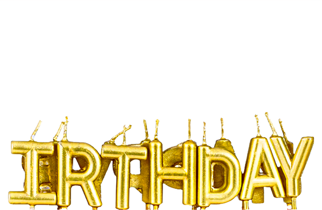 純禾商行 Happy Birthday 字母蠟燭 2.5 x 2 x 0.5 cm 金色, 1組