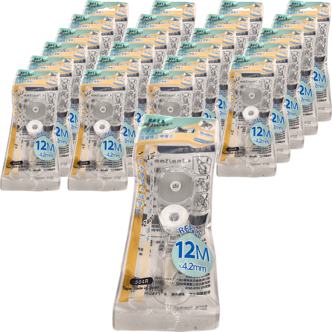 TEMPO 節奏牌 FUJILINE 504R按鍵式修正代替芯 4.2mm x 12m, 透明色, 24個