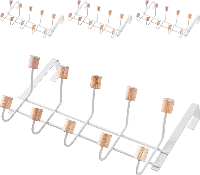 Little Pink Rabbit 粉彩小兔 日系原木珠門後5鉤, 白色, 4個