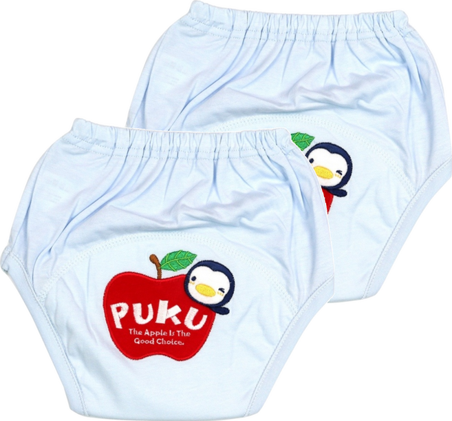 PUKU 藍色企鵝 繡花練習褲, 水藍色, 2件