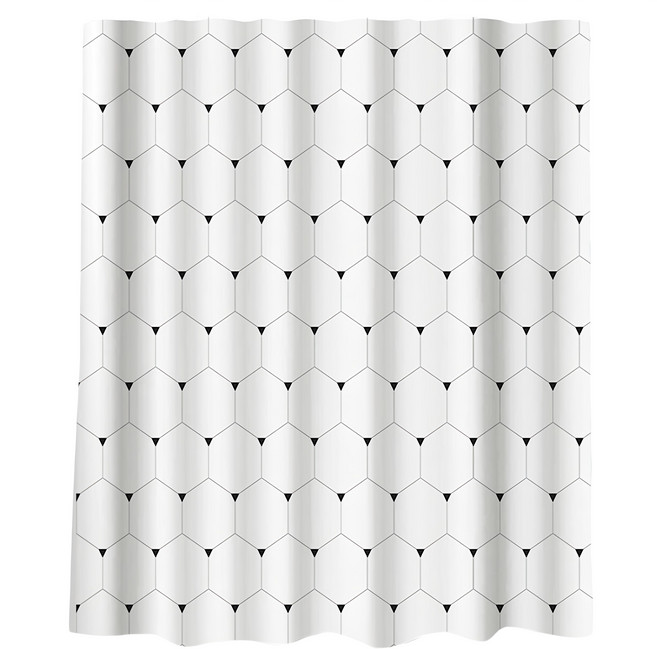 半島良品 不透光防霉防水浴簾 附掛勾, 幾何六角, 1個