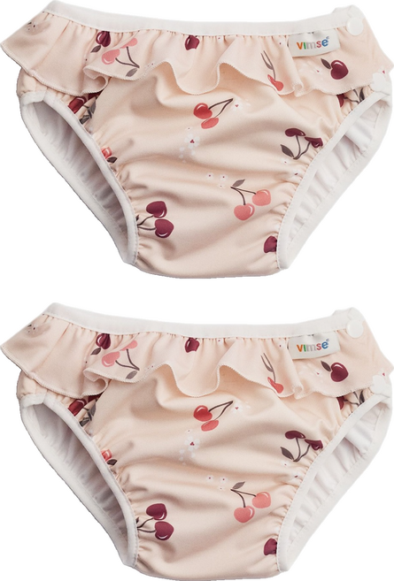 ImseVimse 兒童款超彈性防漏游泳尿褲 淡粉櫻桃, XL(11-14kg), 2件