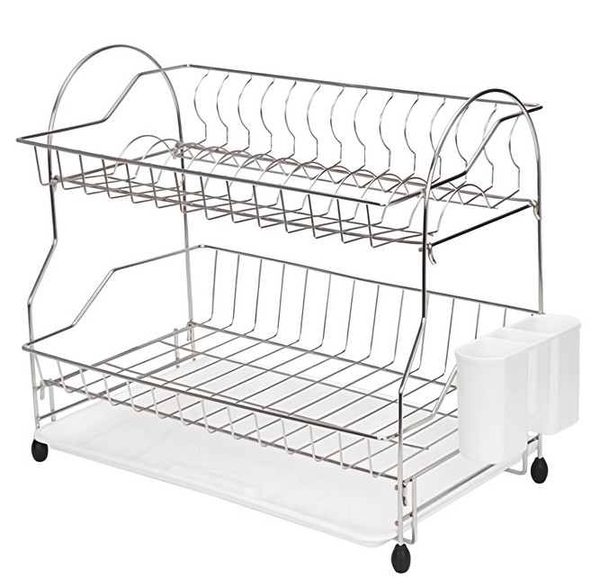 comet Kitchen 雙層不鏽鋼餐具瀝水架 42.5 x 26.5 x 38cm, 2層, 白色, 1個