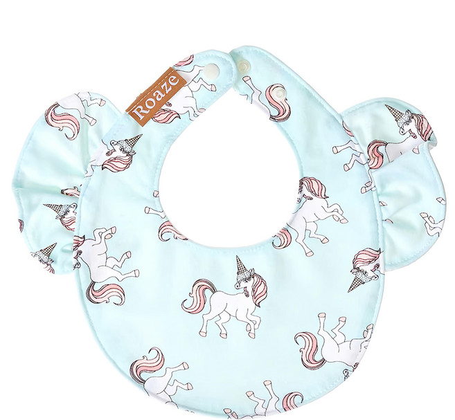 Roaze 柔仕 純真系列 日系圍兜 3個月以上 28*28cm, 奇幻獨角獸 藍色, 1件, 1件
