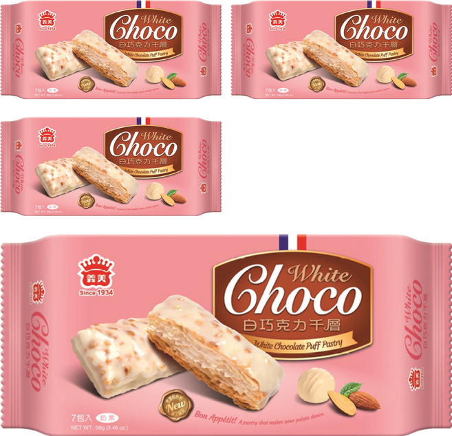 義美 千層派 白巧克力, 98g, 4袋