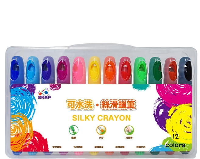 love color 樂彩森林 可水洗絲滑蠟筆, 1盒, 12色