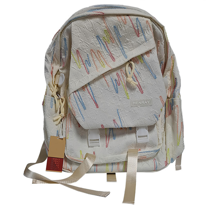 HENRAY 亨睿兄弟 韓系 INS風格 潮流後背包, 白色, 1個