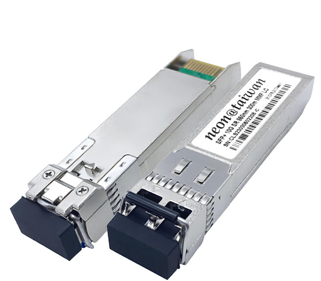 Neon 台灣霓虹 SFP+10G 萬兆多模850nm LC雙纖光模組 傳輸距離300M, 56mm, 1組, Silver