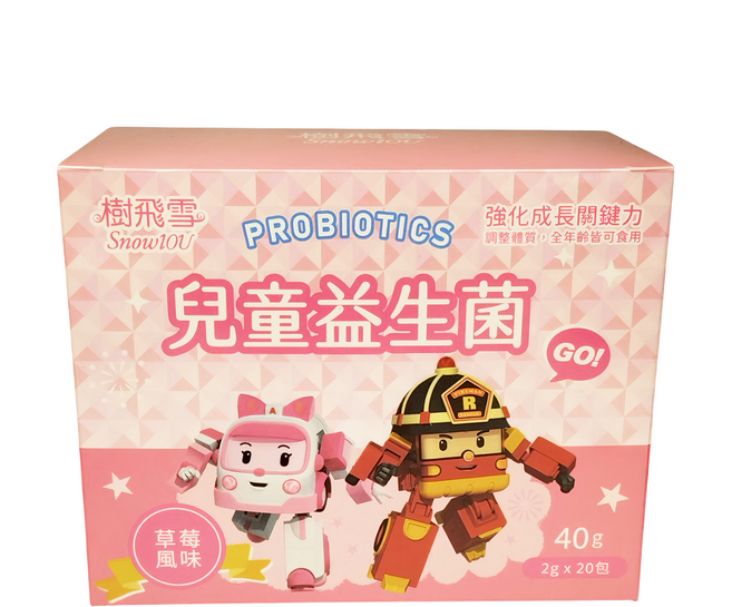 SnowIOU 樹飛雪 POLI兒童益生菌 草莓風味 2g, 20包, 1盒