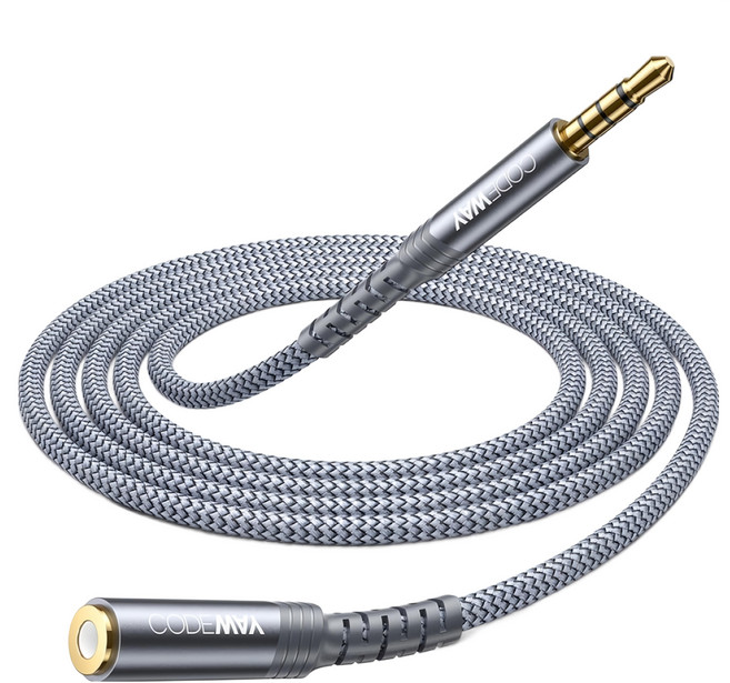 CODEWAY AUX 3.5mm 4極延長線 TRRS 音源 + 麥克風 延長耳機線 10m, WA35MF-10M, 黑色, 1條